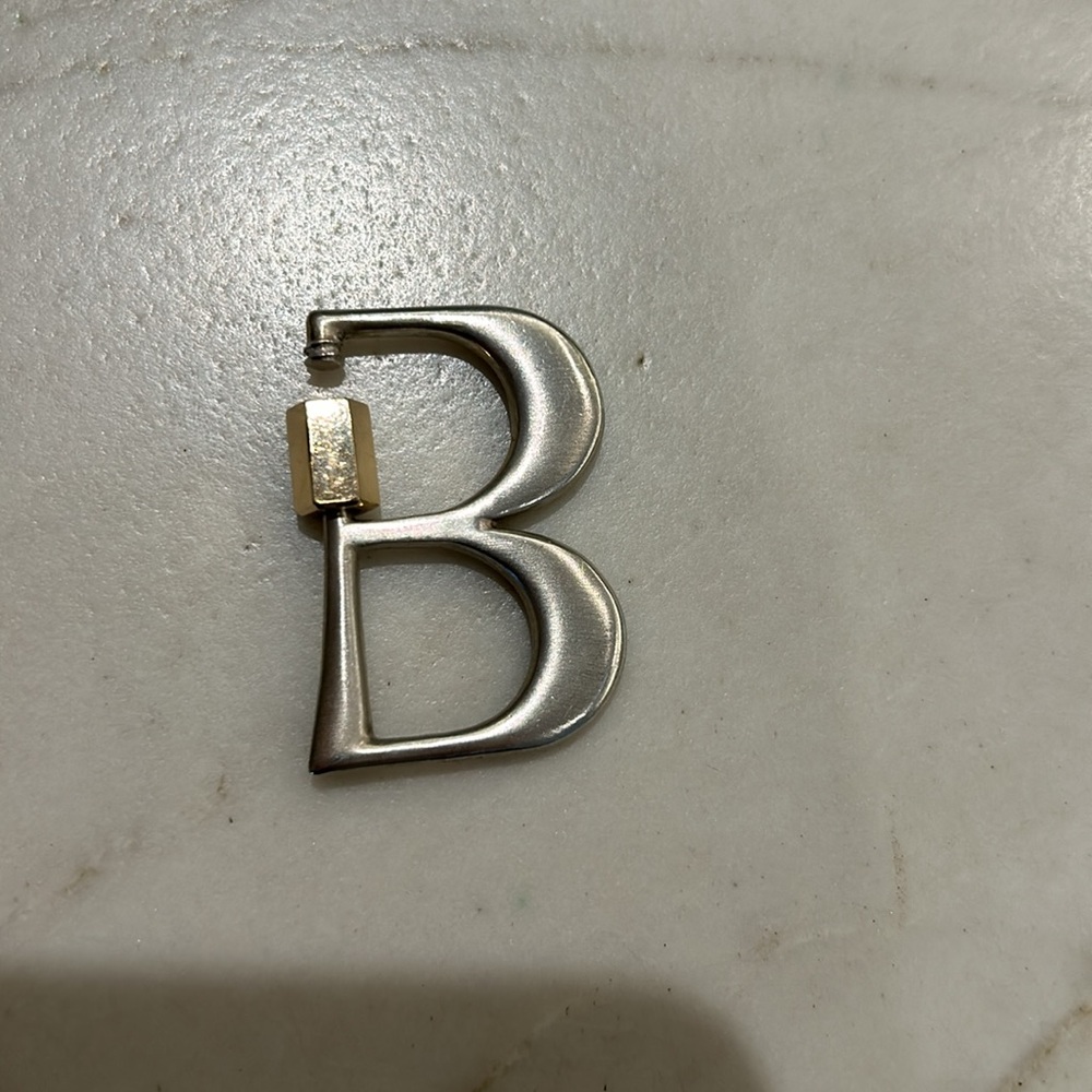 Marla Aaron initial B pendant sterling silver and 14k gold - Picture 3 of 6